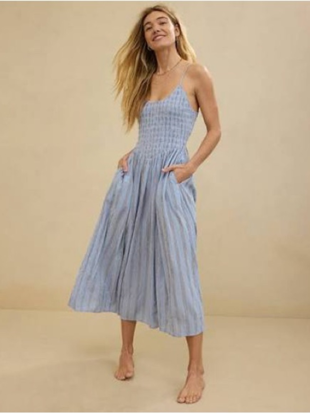 Aerie Striped Meet Me At The Barre  Maxi Dress in Blue